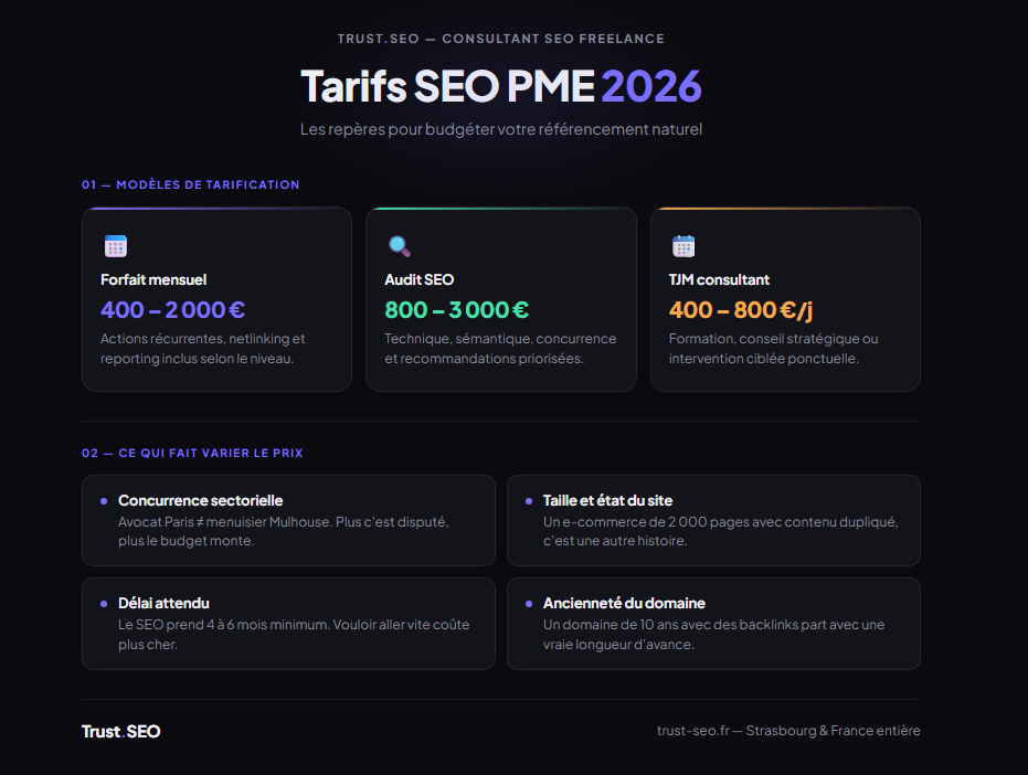 Tarif SEO PME en 2026 : combien ça coûte vraiment ?